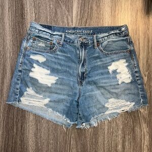 American Eagle Outfitters Women's Light Blue Ripped Jean Shorts